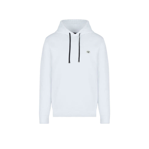Felpa Uomo cappuccio e micro logo Bianco Emporio Armani- Francavilla Moda